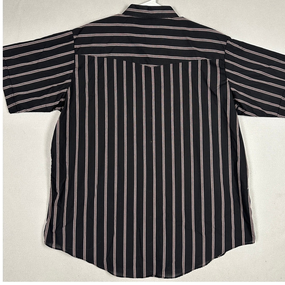 Ely Cattleman Shirt Mens 3XLT Tall Man Black Striped Pearl Snap Western Cowboy
